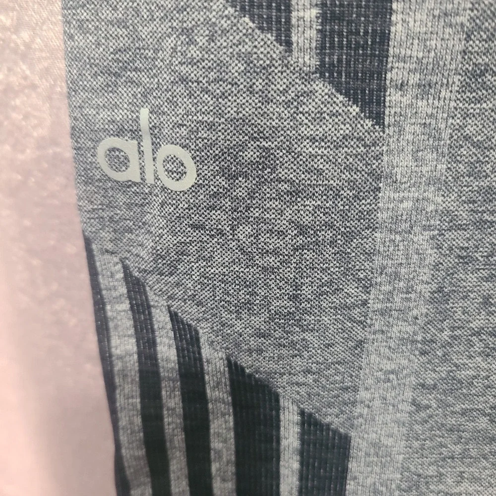 Alo Yoga XS Grey Black High-Waist Alosoft Lush Seamless Leggings Geometric